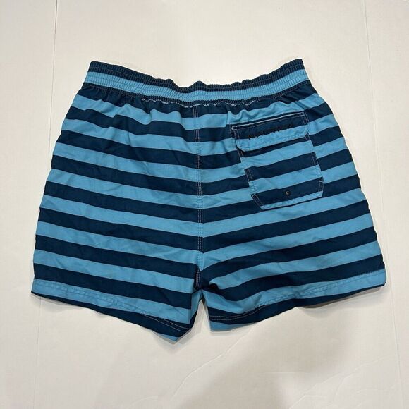NAUTICA Men’s Swim Suit Trunk LARGE Blue Stripe Sail Logo On Leg - Picture 2 of 7